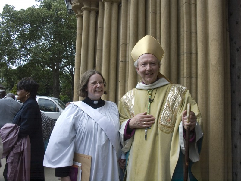 Tessa with Bishop James at Ripon Cathedral
